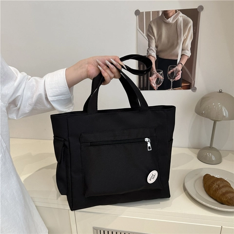 Borsa Tote Minimalista in Nylon ad Alta Densità per Donna Borsa a Tracolla di Grande Capacità Con Tasca Frontale a Zip