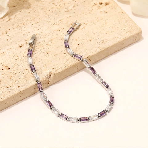 Luxus Edelstahl Tennis Armband Mit Funkelnden Zirkonia Blume Rund Sternenstrahl Anhänger Für Damen Süßer Modeschmuck