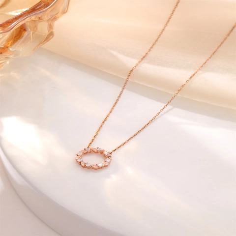 Wreath Anhänger Halskette 925 Sterling Silber Zirkonia Blatt Rosegold Vergoldet Edelstahl Kette Schmuck Für Frauen
