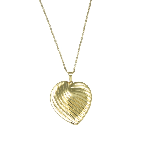 Herz Kette Und Ohrringe Edelstahl Wellentextur Minimalistischer Vergoldeter Trendiger Eleganter Luxus Modeschmuck Für Frauen