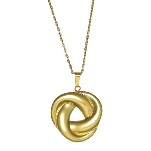 Collana E Orecchini Con Nodo Intrecciato Rotondo Acciaio Inossidabile Placcato Oro 18k Gioielli Eleganti Da Donna