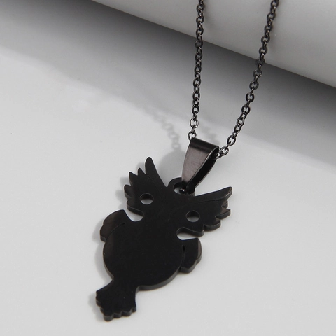 Collier Pendentif En Acier Inoxydable Noir Croix Minimaliste Note De Musique Style Hibou Bijoux Mode Pour Hommes Et Femmes