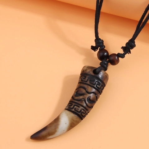 Collana con Pendente Animale Tribale Etnica Vintage per Uomo Donna Corda Regolabile Aquila Elefante Tartaruga Testa di Toro Gioielli Regalo