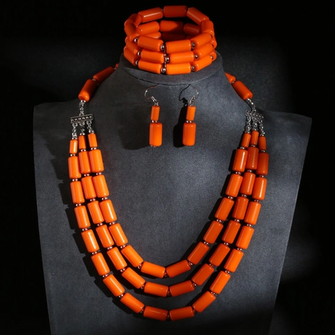 Ethnisches Bohemien Mehrschichtige Acryl Zylinder Perlen Halskette Armband Ohrringe Legierung