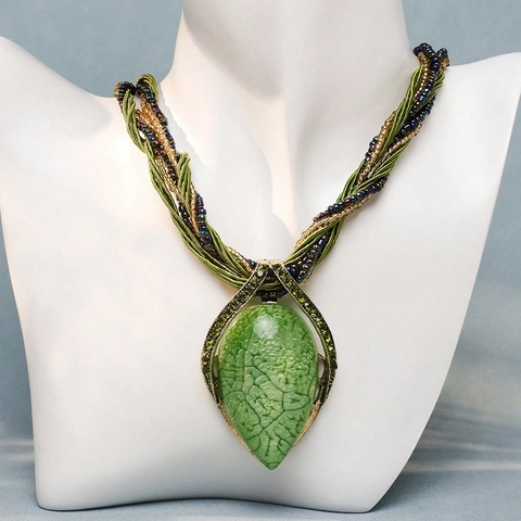 Collier Pendentif Goutte d'eau Bohème Pour Femmes Vintage Ethnique Multicouche Perles Chaîne Tressée Texture Pierre Résine Bijoux Cadeau