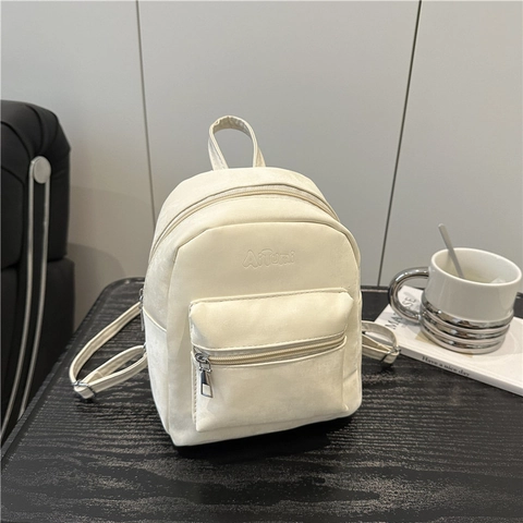 Mini Mochila Cuero PU Bolso Pequeño Color Sólido Casual Viaje Conmutar Moda Para Mujeres Estudiantes