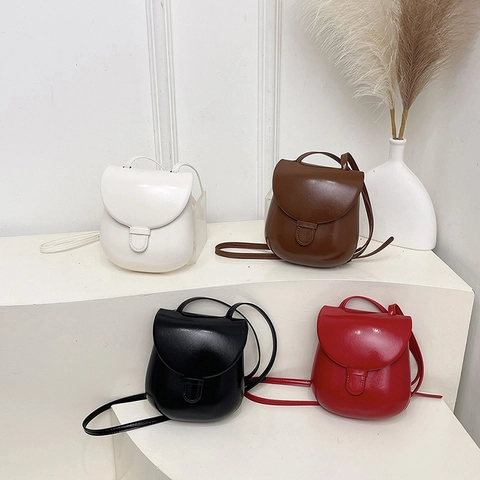 Bolso de Montura de Cuero PU para Mujer Retro Bolso Bandolera Minimalista Color Sólido Con Hebilla Magnética Diario