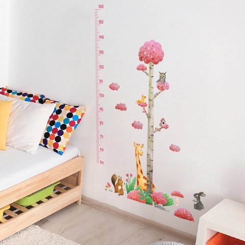 Adesivo Da Parete Metro Altezza Bambini PVC Animali Del Bosco Decorazione Removibile Per Cameretta
