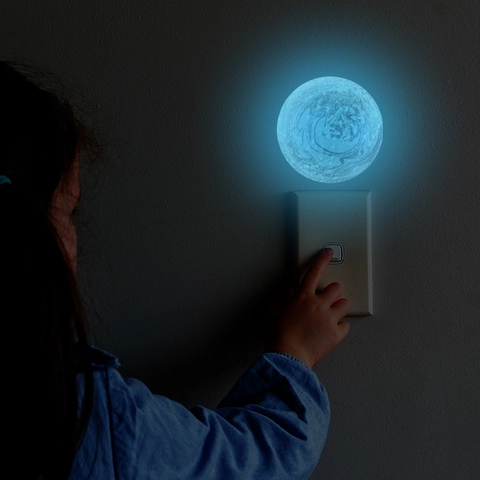 Luminous Moon Switch Sticker Glow In The Dark Blue Moon Pattern PVC Wall Decal For Bedroom Living Room Home Decor