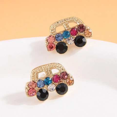 Auto Ohrstecker Legierung Bunte Strasssteine Vintage Stil Süßer Schmuck Für Damen