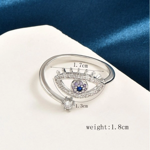 Evil Eye Adjustable Open Ring Copper Multi Color Zircon Fashion Minimalist Jewelry For Women Sweet Style