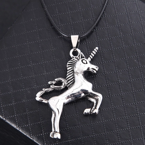 Vintage Unicorn Pendant Necklace Silver Color Alloy Mythical Animal Charm Retro Gothic Punk Jewelry For Men