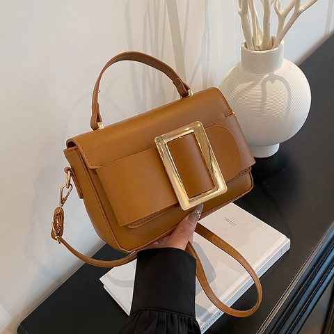 Borsa A Tracolla Da Donna In Pelle PU Borsa A Mano Grande Fibbia Dorata Moda Urbana Manico Superiore Versatile