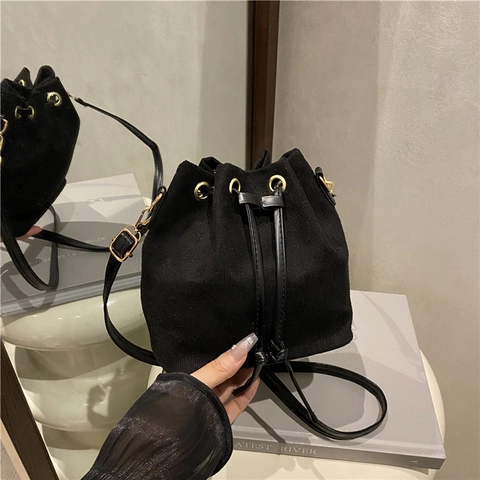 Bolso Bombonera Vintage de Gamuza Sintética para Mujer Moda Cordón Bandolera Bolso Pequeño Color Sólido Casual