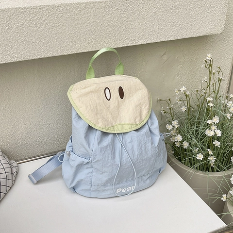 Women Fruit Theme Nylon Drawstring Backpack Casual Travel School Bag Watermelon Apple Pear Guava Pattern Lightweight Rucksack