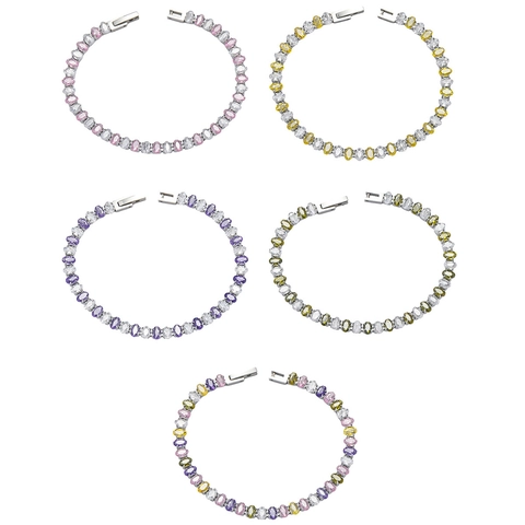 Bracciale Tennis In Acciaio Inossidabile Taglio Ovale Zircone Gioielli Moda Regolabili Per Donna