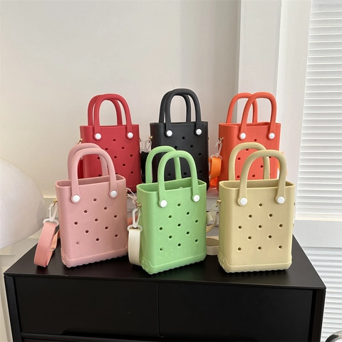 Damen Minimalistisch EVA Perforiert Strandtasche Mode Durchbrochen Handtasche Wasserdicht Umhängetasche Leicht Casual Shopper