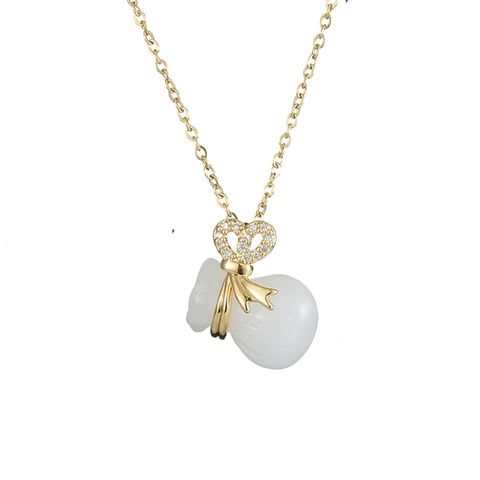 Collana Con Ciondolo In Acciaio Al Titanio Con Fiocco In Strass Borsa Di Soldi Resina Gioielli Vintage Per Donne