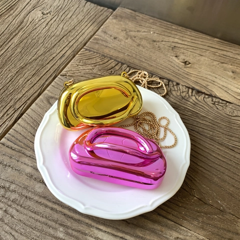 Mini Metallische Acryl Abendtasche Clutch Crossbody Bag Mit Kettenriemen Für Damen Mode Kleine Quadratische Tasche