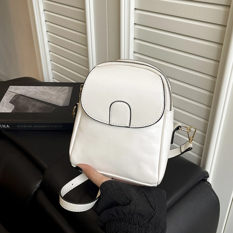 Women Mini PU Leather Crossbody Cell Phone Bag Vintage Contrast Stitching Flap Shoulder Bag Small Casual Fashion Handbag