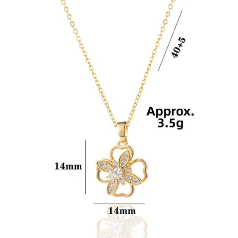 Collana Quadrifoglio a Fiore Rotante per Donna Catena in Acciaio Inossidabile Pendente Rotante in Zirconia Intarsiata in Rame Gioielli di Moda