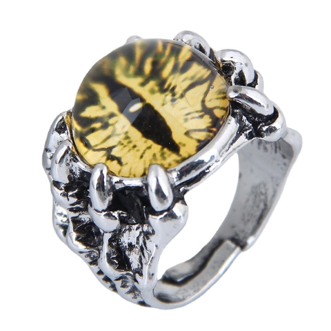 Gothic Punk Antique Silver Plated Alloy Claw Evil Eye Open Ring For Men Women Adjustable Dragon Eye Finger Jewelry