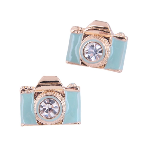Retro Mini Camera Oorknopjes Legering Emaille Strass Decoratieve Sieraden Voor Vrouwen Meisjes