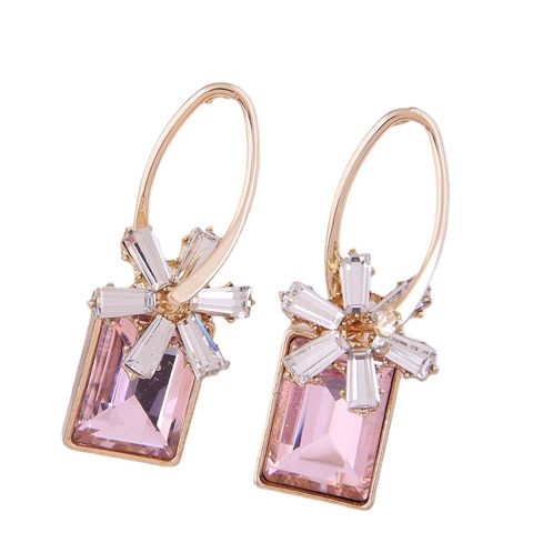 Women Dangle Earrings Alloy Glass Flower Petal And Persimmon Fruit Shape Elegant Decorative Jewelry Accessories