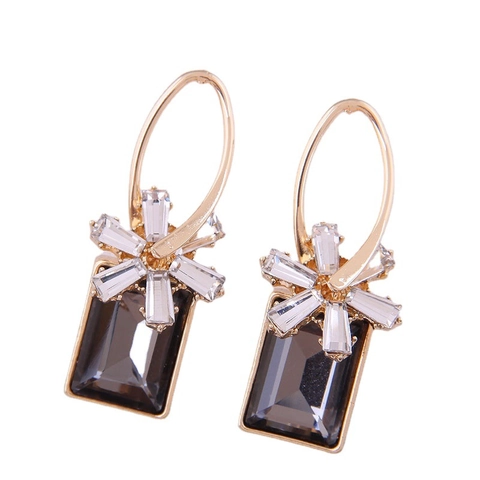 Women Dangle Earrings Alloy Glass Flower Petal And Persimmon Fruit Shape Elegant Decorative Jewelry Accessories