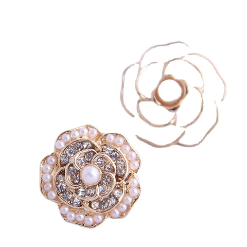 Pendientes De Camelia Aleación Esmalte Gema Perla Artificial Con Poste De Plata De Ley 925 Estilo Vintage Elegante Para Mujer