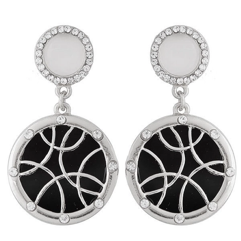 Retro Ronde Legering Strass Drop Oorbellen Overdreven Geometrische Emaille Hanger Sieraden Voor Vrouwen