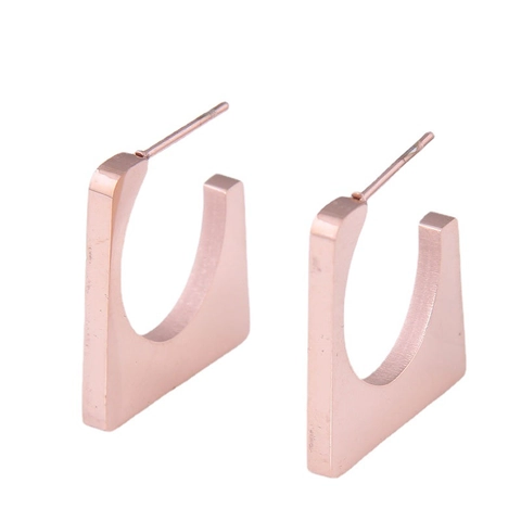 Boucles D'oreilles Puces Géométriques En Forme De U Acier Titane Métal Brossé Bijoux Chic Minimalistes Pour Femmes