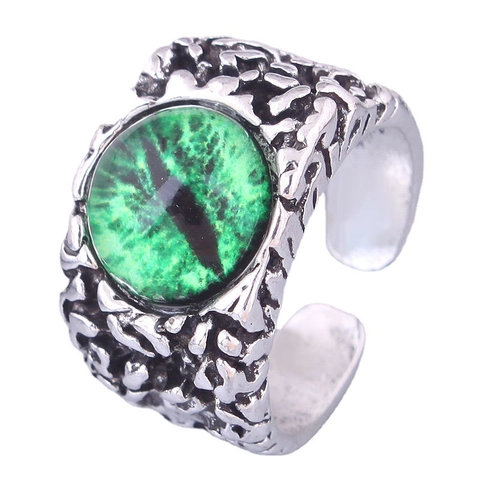 Evil Eye Drakenoog Ring Legering Retro Gothic Punk Stijl Verstelbare Open Band Vinger Sieraden Cadeau Voor Mannen