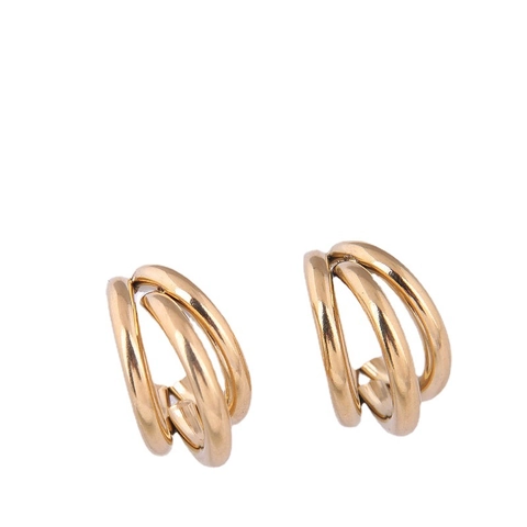 Minimalistische Titanstahl Dreifach Creolen C-Form Geometrische Mehrlagige Ohrringe Für Damen Täglich Büro Schmuck