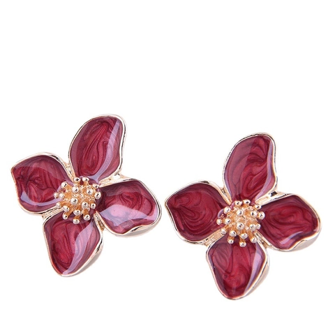 Elegante Blumen Und Kronen Ohrstecker Legierung Emaille Künstliche Perle Strass Koreanischer Stil Schmuck Für Damen