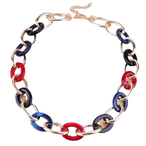 Collana A Catena Grossa Con Metallo In Lega E Maglie In Resina Colorata Incastrate Per Donna Accessorio Retrò Audace