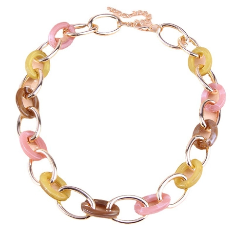 Collana A Catena Grossa Con Metallo In Lega E Maglie In Resina Colorata Incastrate Per Donna Accessorio Retrò Audace