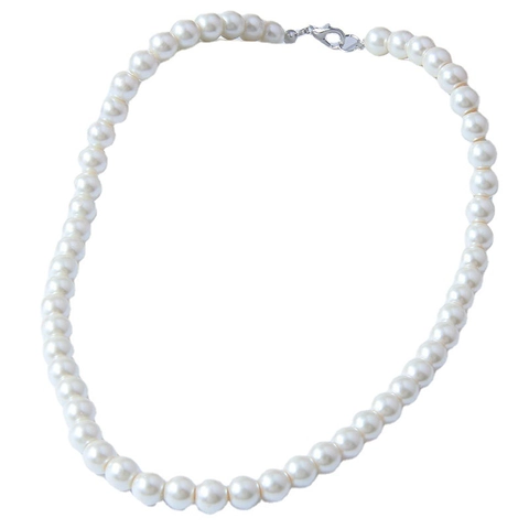 Elegante Collana di Künstliche Perle Sintetiche Tonde per Donna Gioielli per Matrimonio Festa Girocollo Minimalista a Filo Singolo