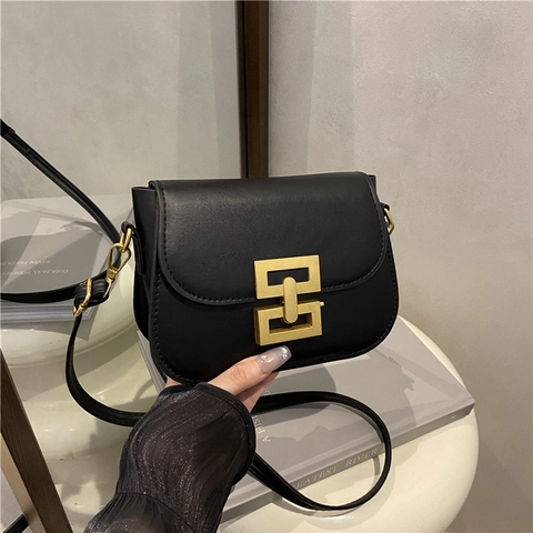 Damen PU-Leder Kleine Quadratische Umhängetasche Retro Schultertasche Mit Geometrischer Metallschnalle Casual Mode Pendler Handtasche