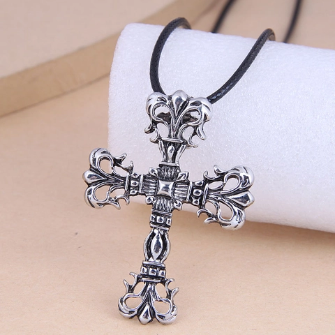 Gothic Hanger Ketting Legering Vintage Retro Etnische Stijl Kruis Draak Yin Yang Bedel Met Wax Touw Koord Voor Mannen