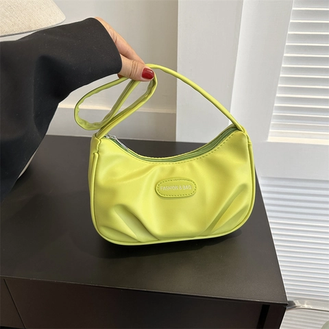Bolso de Axila Plisado para Mujer Cuero de PU Color Sólido Bolso de Hombro Hobo Minimalista Casual Diario para Mujer