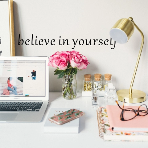 Believe In Yourself Citazione Ispiratrice Adesivo Da Parete PVC Impermeabile Removibile Lettere Arredo Soggiorno