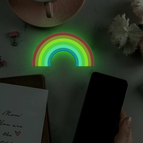 Luminous Mini Rainbow Wall Stickers Glow In The Dark PVC Wall Decals For Kids Bedroom Nursery Living Room Home Decor