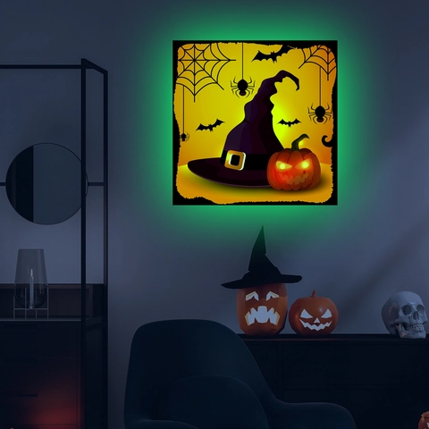 Halloween Muursticker Lichtgevend Glow In The Dark PVC Heksenhoed Pompoen Vleermuis Spinnenweb Decoratie