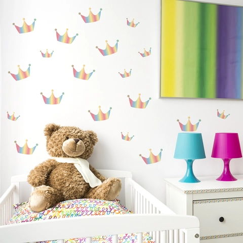 Leuchtende Irisierende Krone Wandaufkleber Im Dunkeln Leuchten PVC Selbstklebende Dekoration Für Kinderzimmer Schlafzimmer Deko