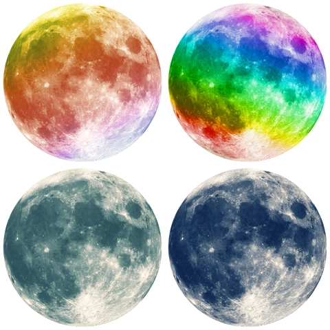 Stickers Muraux Lune Lumineux Réalistes PVC Autocollants Fluorescents Dans L'obscurité Surface De Planète Arc-En-Ciel Décor