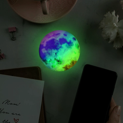 Luminous Moon Nebula Switch Stickers Glow In The Dark PVC Wall Decals Self Adhesive Round Celestial Starry Night Decor