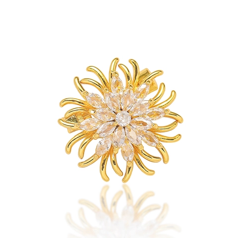 Spilla Girevole a Forma di Margherita in Cristallo Rame Placcato Oro Zirconia Strass Mini Spilla di Sicurezza Anti-esposizione Gioielli Donna