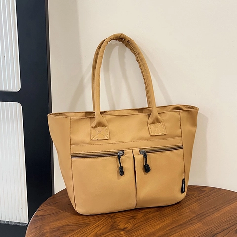 Borsa Tote In Nylon Grande Capacità Per Donna Stile Giapponese Minimalista Multitasche Leggera Da Lavoro Casual