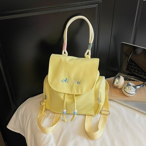 Casual Cloth Mini Backpack For Women Fashion Embroidered Small Rucksack Adjustable Strap Daily Shoulder Bag Daypack